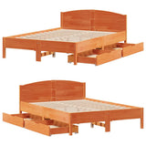 Bed Frame without Mattress Wax Brown 140x190 cm Solid Wood Pine 3301835