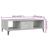 ZNTS Coffee Table Concrete Grey 103.5x60x35 cm Engineered Wood 806026