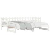 Pull-out Day Bed without Mattress White 2x cm Solid Wood 840386