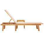 Sun Lounger with Table Cream Solid Wood Acacia and Textilene 4008416