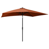 313791 Garden Parasol with LEDs and Steel Pole Terracotta 2x3 m