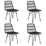 5 Piece Garden Dining Set Black Poly Rattan 3157895