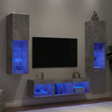 5 Piece TV Wall Units with LED Concrete Grey Engineered Wood 3216607
