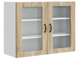 Wall Glass Cabinet PORTO Sonoma Oak 80 x 31 x 80 cm 885417
