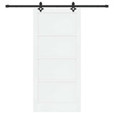 Sliding Door White and Black 93 x 202 cm Solid Pine Wood 3333543