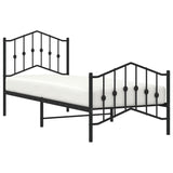 Metal Bed Frame without Mattress with Footboard Black 90x200cm 373800