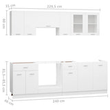 8 Piece Kitchen Cabinet Set Lyon White Engineered Wood 3067647