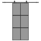 Sliding Door with Hardware Set Black 90x205 cm Tempered Glass 3375887