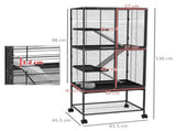 Rolling Chinchilla Cage, Small Animal Cage for Ferrets w/ Three Doors, Storage, Shelf, Tray Tray, T3398P350097