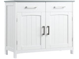 Freestanding Bathroom Cabinet, Storage Cupboard with 2 Drawers, Double Doors, Adjustable Shelf, T3398P330468