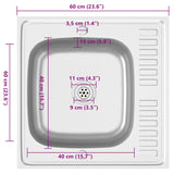 Kitchen Sink with Drainer Set Silver 600x600x155 mm Stainless Steel 147231