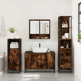 3 Piece Bathroom Furniture Set Smoked Oak Engineered Wood 3301162