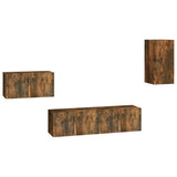 4 Piece TV Cabinet Set Smoked Oak Engineered Wood 3120260