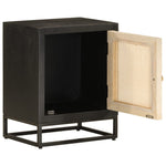 ZNTS Bedside Cabinet Black 40x30x50 cm Solid Wood Mango and Iron 371999