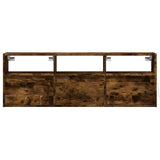 TV Wall Cabinet with LED Lights Smoked Oak 130x31x45 cm 852345