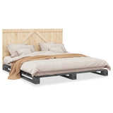 Bed Frame without Mattress Grey 200x200 cm Solid Wood Pine 3281567