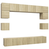 8 Piece TV Cabinet Set Sonoma Oak Engineered Wood 3079007