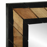 Wall Mirror Black and Brown 50 x 2 x 50 cm Solid Acacia Wood 374116
