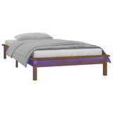 LED Bed Frame without Mattress Honey Brown 90x190 cm Single Solid Wood 820639