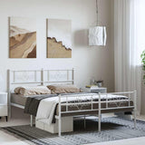 Metal Bed Frame without Mattress with Footboard White 150x200cm 355336