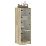 Highboard with Glass Doors Sonoma Oak 35x37x109 cm 836387