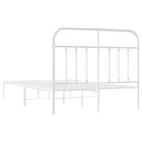 Bed Frame White Powder-Coated Steel Small Double Bed Frame 352624