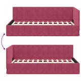 Corner Bed Frame with Headboard Wine Red 90 cm x 200 cm Velvet 42016311