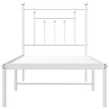 Bed Frame White Powder-Coated Steel Small Single Bed Frame 353576