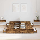 Storage Bed Frame Smoked Oak 140 x 200 cm Engineered Wood 3335297