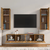 ZNTS 4 Piece TV Cabinet Set Smoked Oak Engineered Wood 3114203