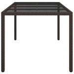Garden Table Brown 190x90x75 cm Tempered Glass and Poly Rattan 316711