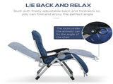2 Piece Sun Lounger, Reclining Zero Gravity Sun Loungers with Cushions for Outdoor Patio, Blue UK T3398P318625