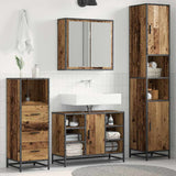 Bathroom Furniture Set with Door 3 pcs Old Wood Engineered Wood 3402545