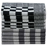 50 Piece Towel Set Black and White Cotton 136293