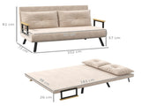 4-in-1 Velvet-Feel Double Sofa Bed, with Pillows - Beige T3398P343007