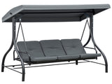 3 Seater Canopy Swing Chair, 2 in 1 Garden Swing Seat Bed, with Adjustable Canopy and Metal Frame, T3398P314658