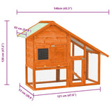Rabbit Hutch 140x63x120 cm Solid Firwood 170868