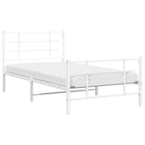 Metal Bed Frame without Mattress with Footboard White 100x200cm 355623