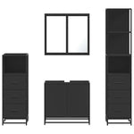 ZNTS 4 Piece Bathroom Furniture Set Black Engineered Wood 3301245