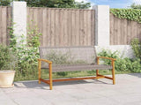 Garden Bench Grey 112 cm Poly Rattan and Acacia Wood 367599