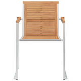 Garden Chair Set of 2 Teak and Silver 46515