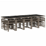 15 Piece Garden Dining Set with Cushions Grey Poly Rattan 3211532
