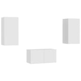3 Piece TV Cabinet Set White Engineered Wood 3078657