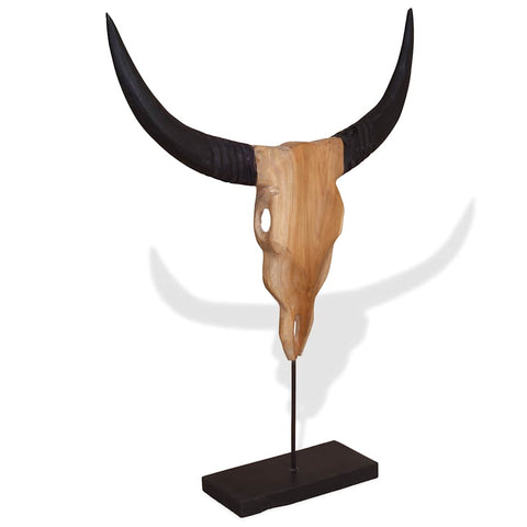 ZNTS Bull Skull Sculpture Teak 66x15x88 cm 244566