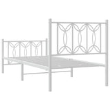 Metal Bed Frame without Mattress with Footboard White 75x190cm 376185