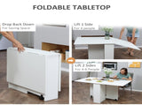 Folding Dining Table, Drop Leaf Table with 2-Tier Shelves, Rolling Casters, for Small Spaces, T3398P344134