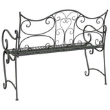 Garden Bench 2-Seater 114 x 56.5 x 90 cm Steel Silver Grey 42029537