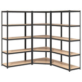 5-Layer Heavy-duty Shelves 3 pcs Grey Steel&Engineered Wood 3154208