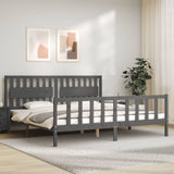 Bed Frame without Mattress Grey 200x200 cm Solid Wood Pine 3192448