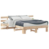 Bed Frame with Headboard Brown 140 x 200 cm Solid Pine Wood 3385688